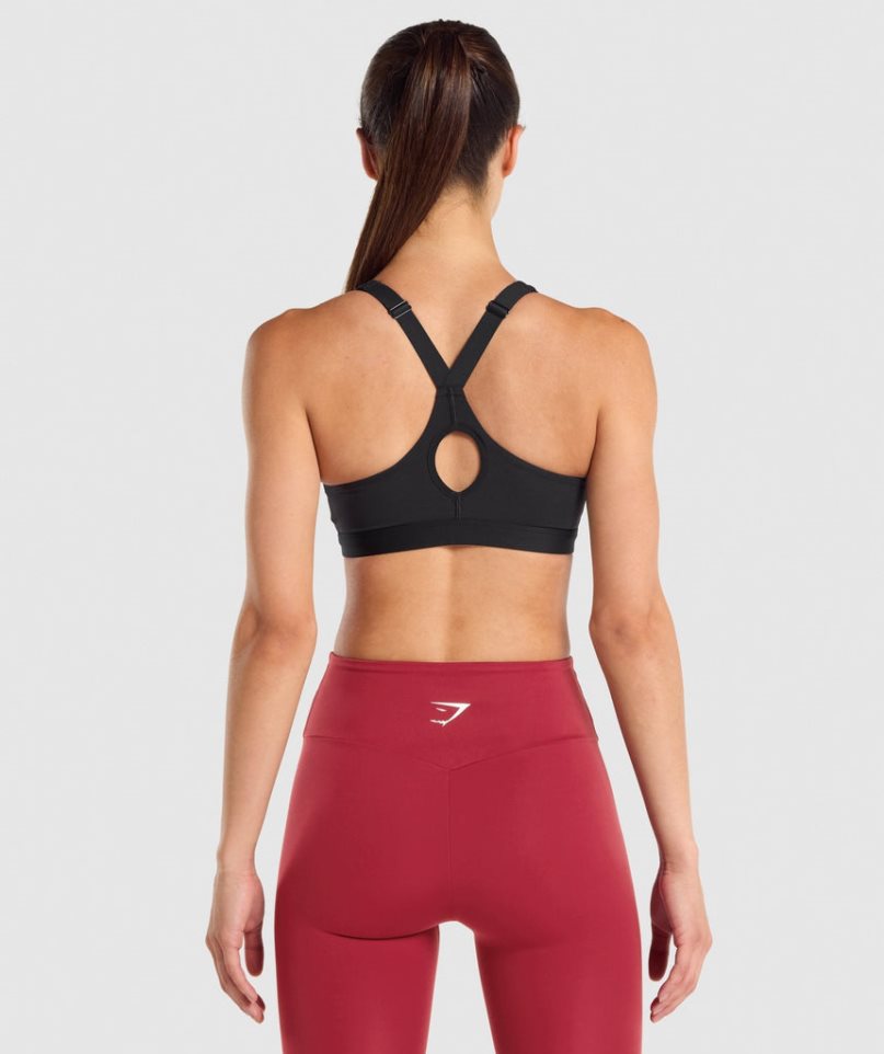 Women's Gymshark Zip Up Sports Bra Black | CA 60NDA5